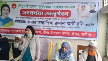 শ্রীপুরে মুক্তিযোদ্ধা কর্তৃক সংবর্ধিত হলেন প্রাথমিক ও গণশিক্ষা প্রতিমন্ত্রী : টুসি